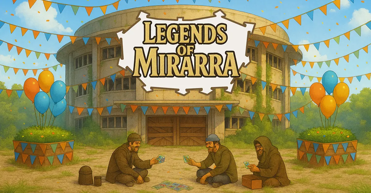 La sede della fiera addobbata con bandierine e palloncini, con il logo Legends of Mirarra